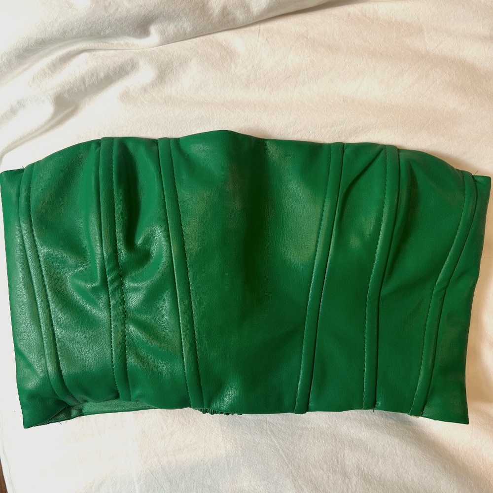 Faux Leather Bandeau Crop Top